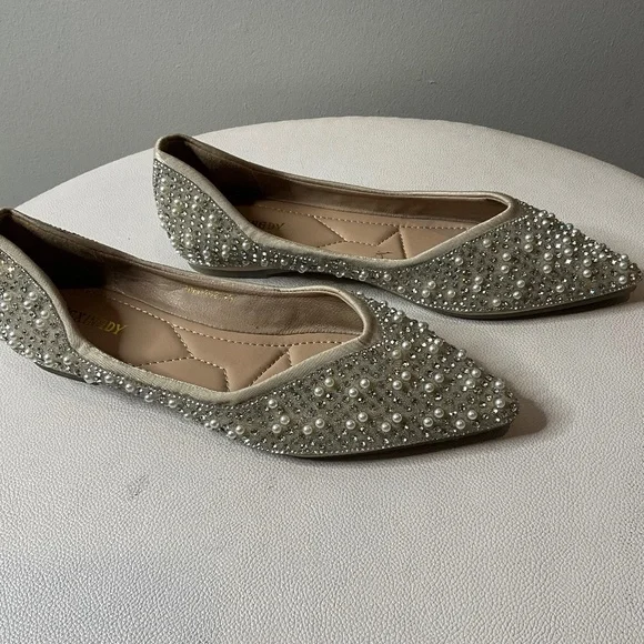 **Rhinestone Studded Ballet Pointed Flats** - Picture 3 of 6